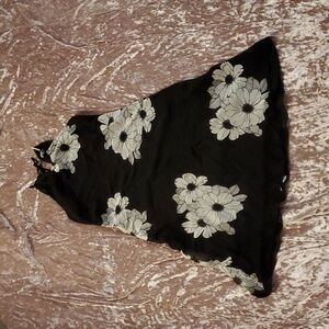 ANN TAYLOR 100% SILK BLACK & WHITE FLOWERS Lightweight SWING Midi DRESS Sz 2